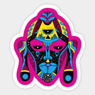 CMYK African Mask 7 Sticker